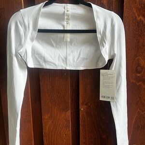 Lululemon Athletica White Long Sleeve Crop Top Nulu Yoga Shrug
